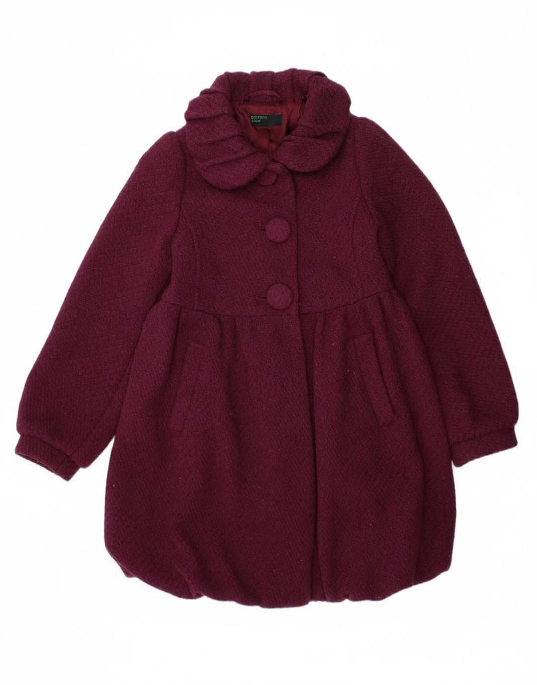 BENETTON Girls Overcoat 6-7 Years Small  Purple Acrylic