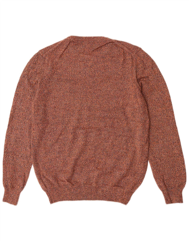 Lyle & Scott Herre sweater med rund hals, stor brun flækket uld