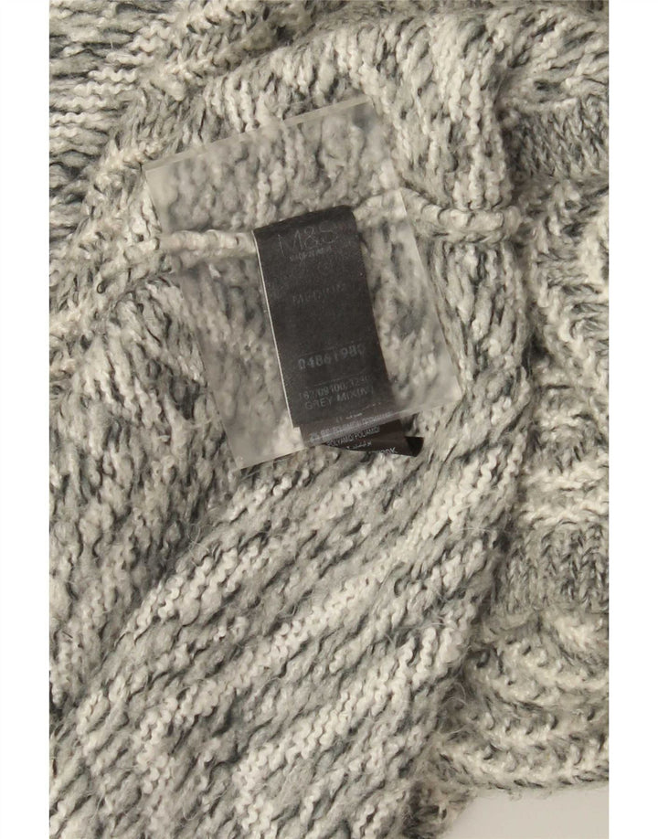Marks & Spencer Dame Longline Cardigan Sweater UK 14 Medium Grey Chevron