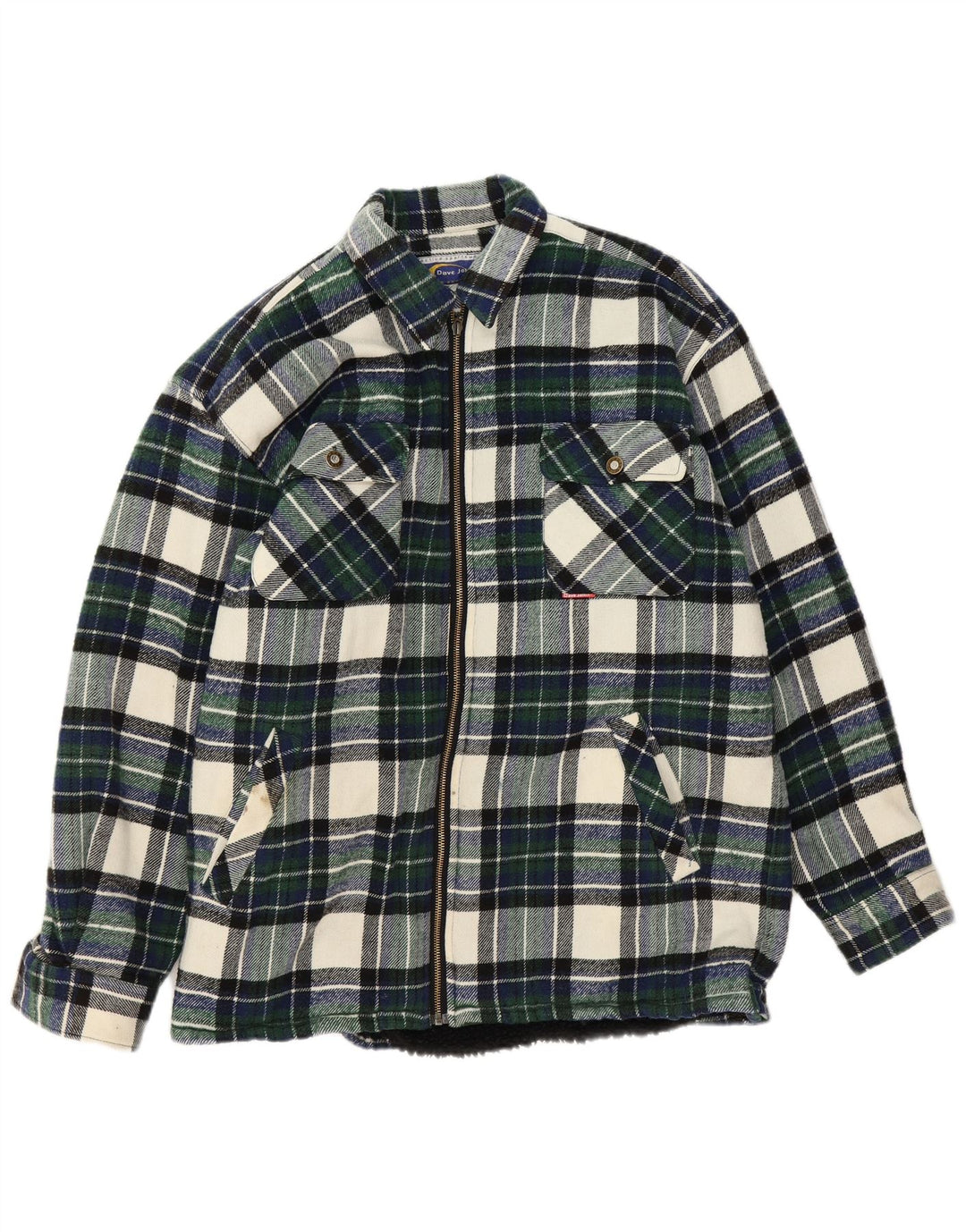 Vintage flannelskjorte til mænd, stor grøn ternet