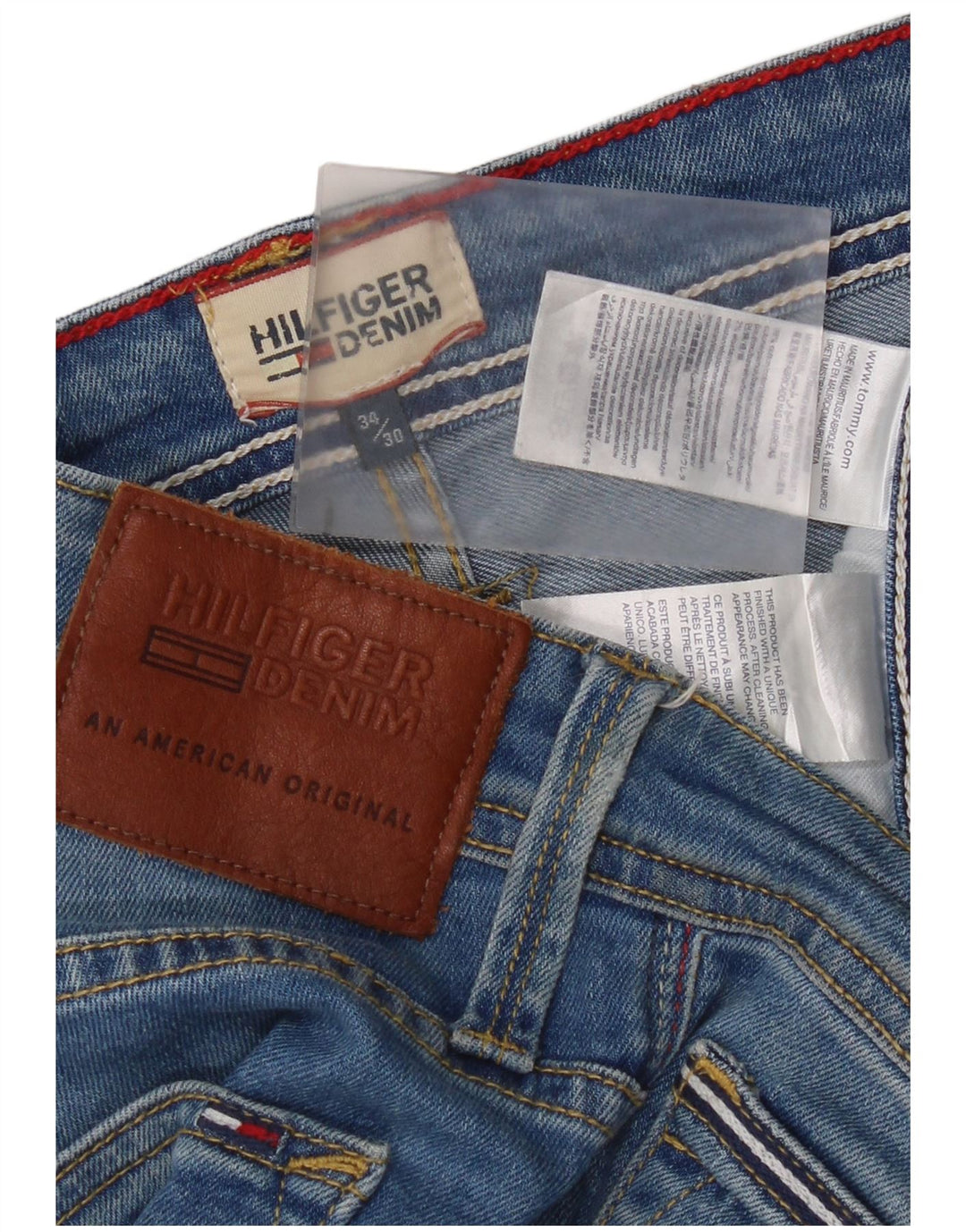 Tommy Hilfiger Herre Straight Jeans W34 L30 Blå Bomuld