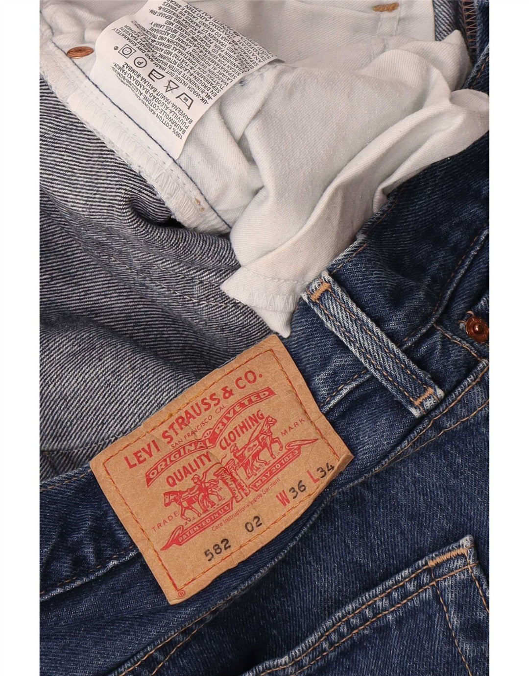 Levi's Herre 582 Straight Jeans W36 L34 Marineblå Bomuld