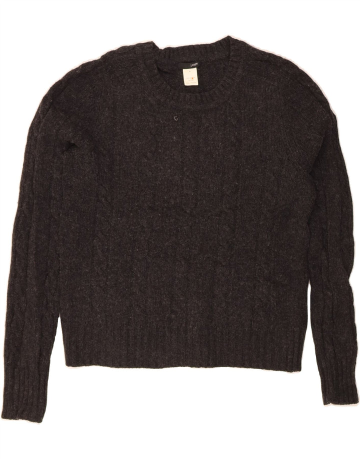 J. CREW Womens Crew Neck Jumper Sweater UK 12 Medium Grey Lambswool Vintage J. Crew and Second-Hand J. Crew from Messina Hembry 