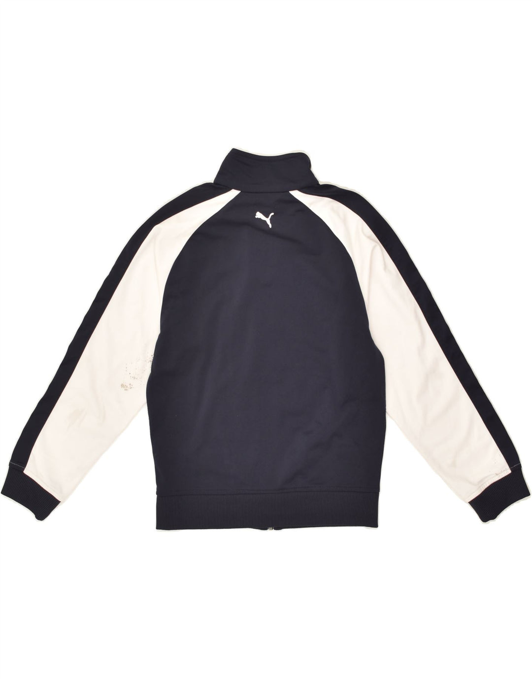 PUMA Boys Tracksuit Top Jacket 9-10 Years Navy Blue Colourblock Polyester | Vintage Puma | Thrift | Second-Hand Puma | Used Clothing | Messina Hembry 