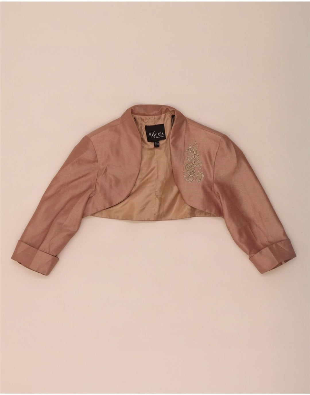 Mascara Dame Bolero Jacket UK 10 Small Beige Floral Polyester