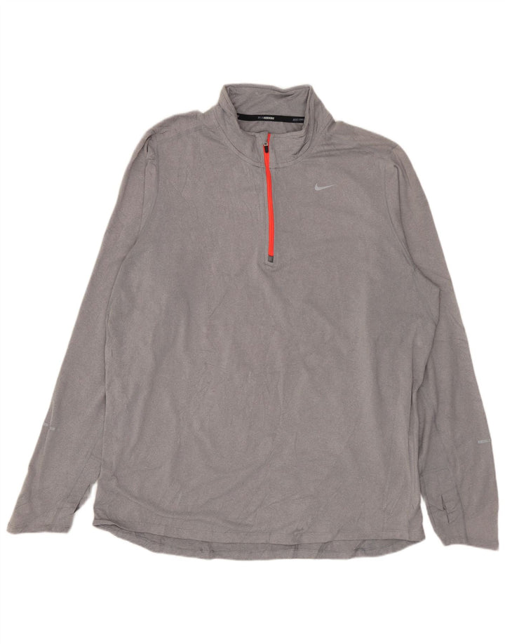 Nike Herre Dri Fit Pullover Pullover Træningsdragt Top Stor Grå Polyester
