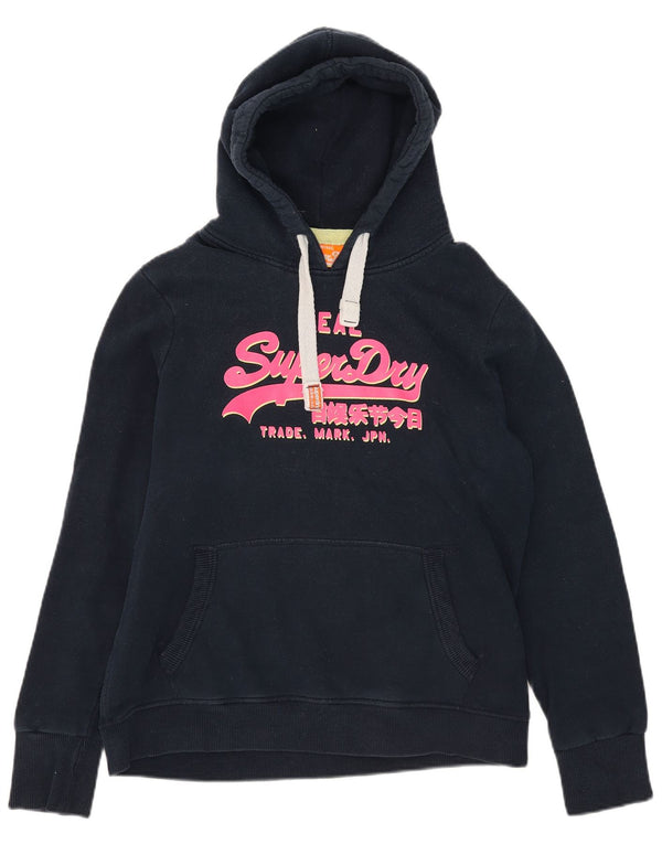Superdry grafisk hættetrøje til kvinder UK 18 XL marineblå bomuld