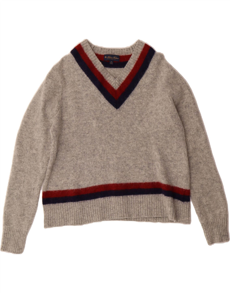BROOKS BROTHERS Womens V-Neck Jumper Sweater UK 18 XL Grey Wool Vintage Brooks Brothers and Second-Hand Brooks Brothers from Messina Hembry 