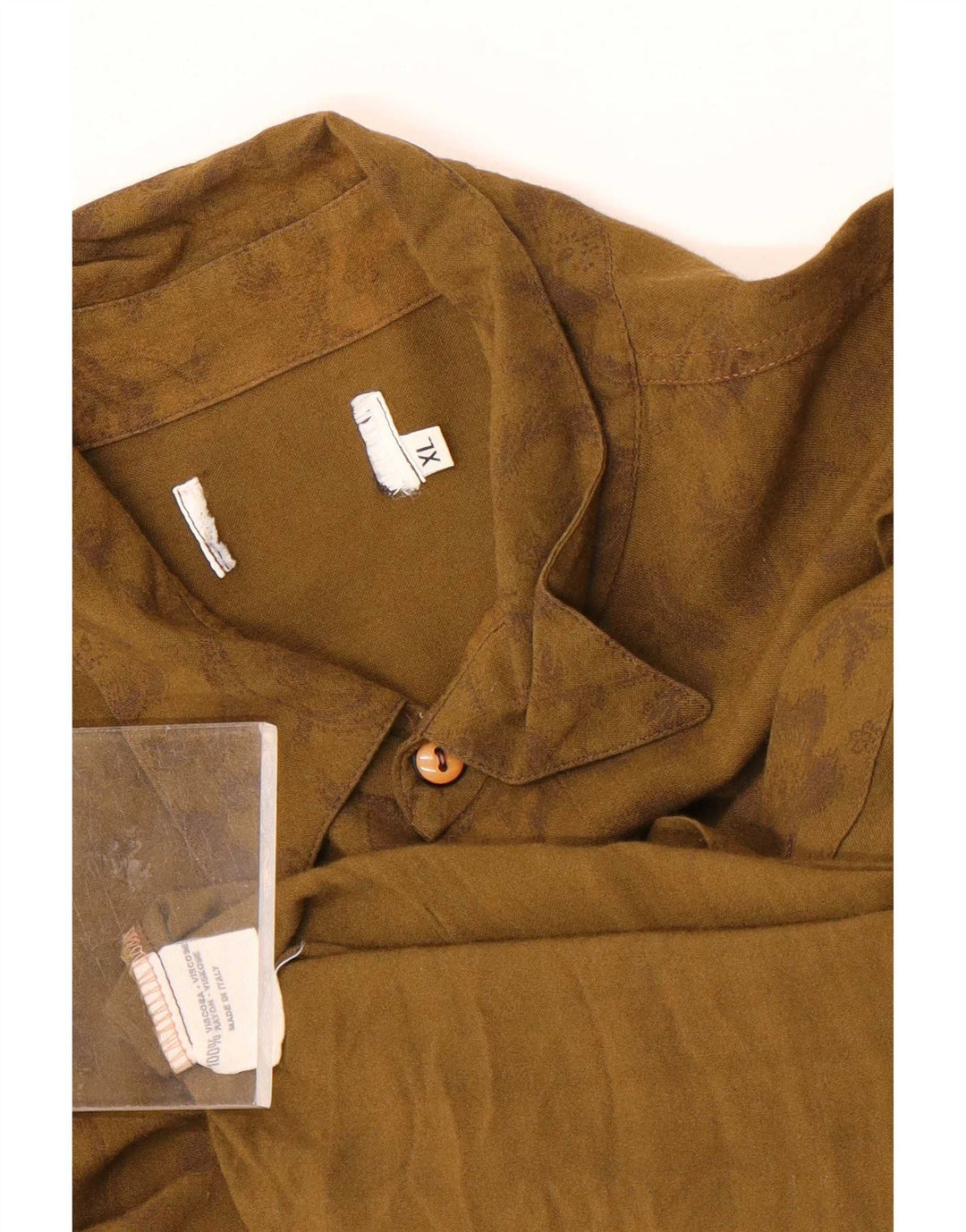 Vintage herreskjorte XL Khaki Floral Viscose