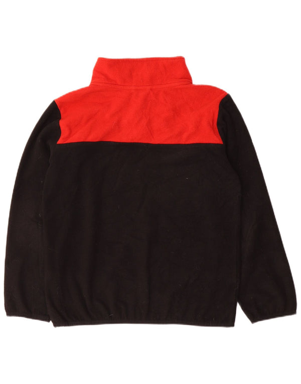 PUMA fleecetrøje med knaphals til drenge 11-12 år Stor sort farveblok