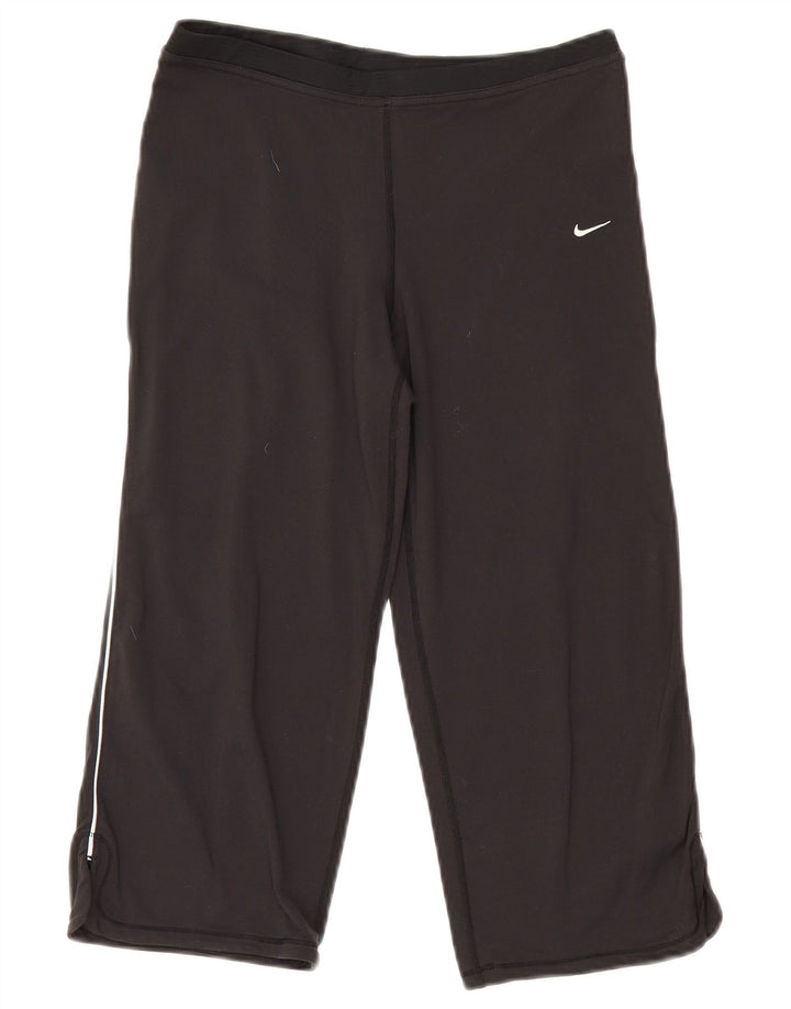 Nike Dame Capri Leggings UK 8/10 Small Black Nylon