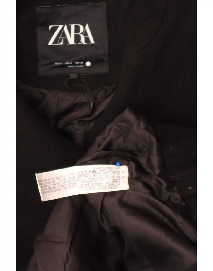 Zara Dame Oversized Bomber Jacket UK 10 Small Black Wool