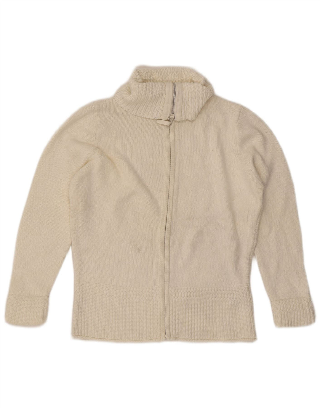 Marks & Spencer dame cardigan sweater med lynlås UK 16 Stor hvid bomuld