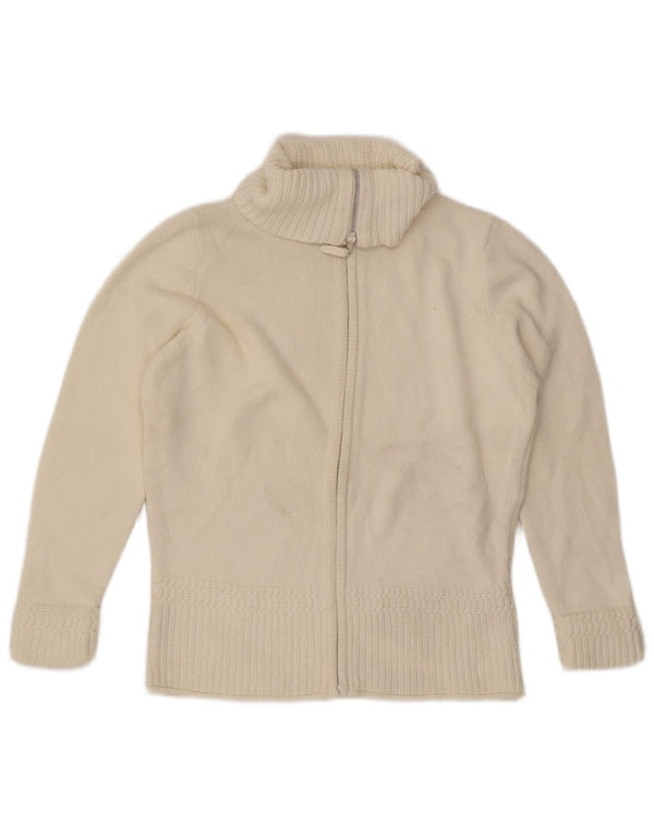 Marks & Spencer dame cardigan sweater med lynlås UK 16 Stor hvid bomuld