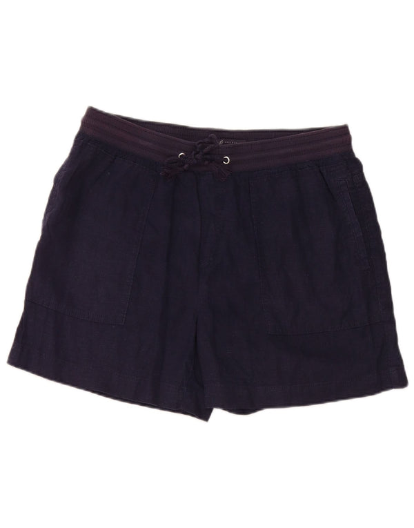 Marks & Spencer Chino Shorts til kvinder UK 12 Medium W32 Navy Blue Linen