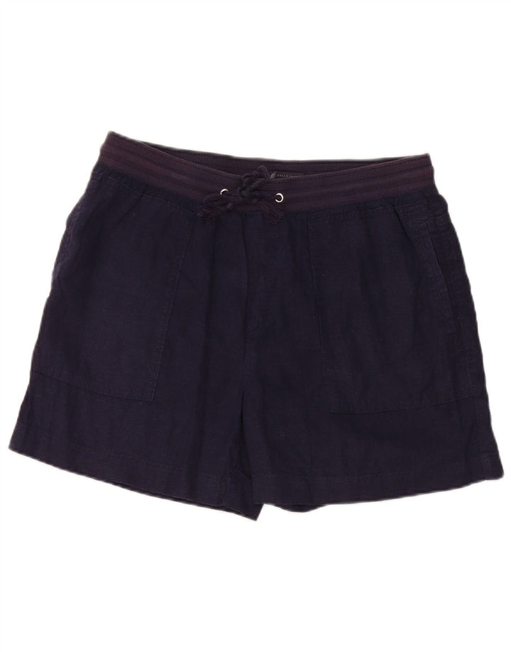 Marks & Spencer Chino Shorts til kvinder UK 12 Medium W32 Navy Blue Linen