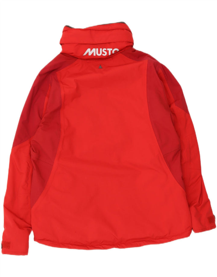 Musto Kvinders Grafiske Hættetrøje Regnjakke UK 14 Large Rød Colourblock