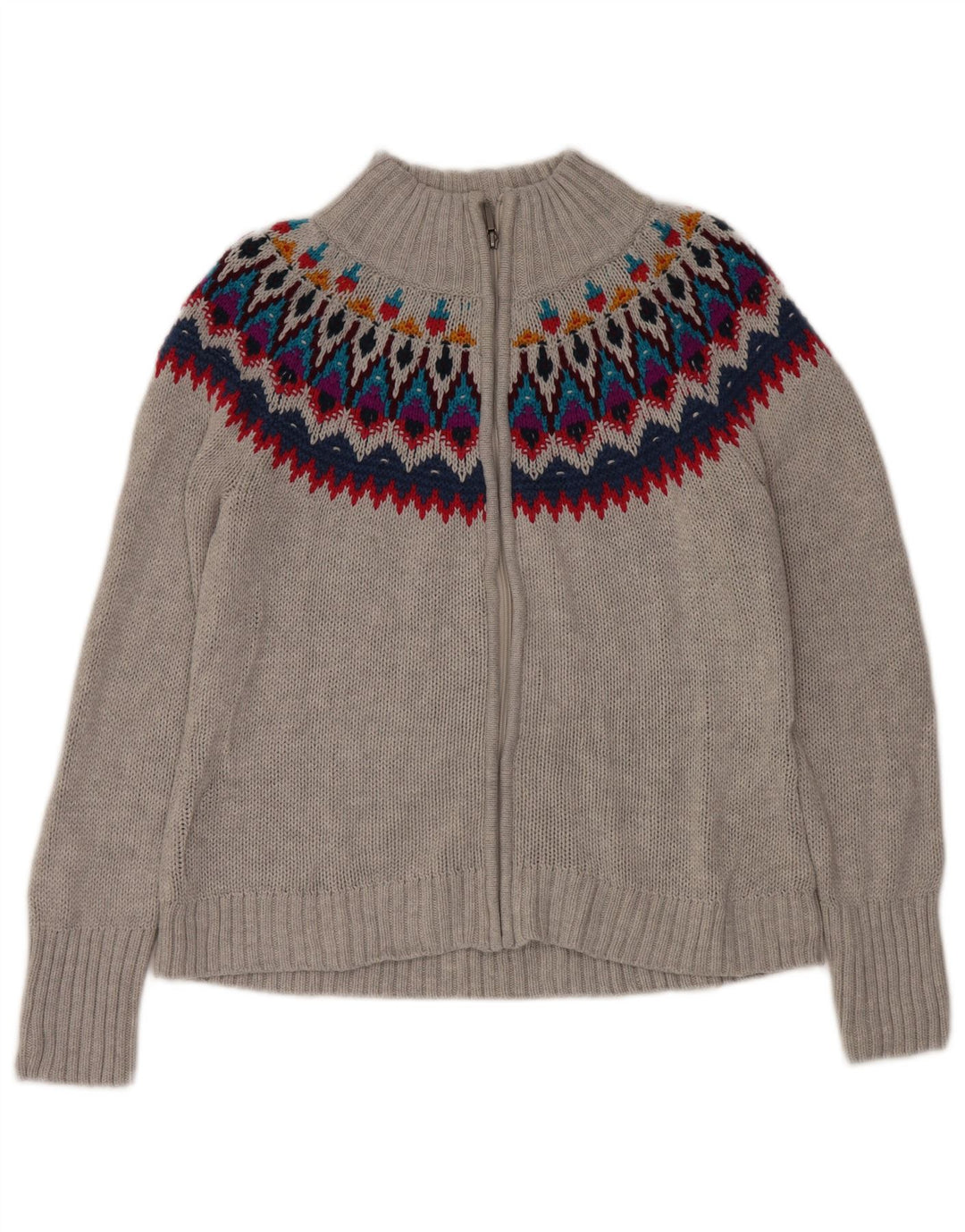 CHAPS Cardigan sweater til kvinder UK 18 XL Grå Fair Isle Bomuld