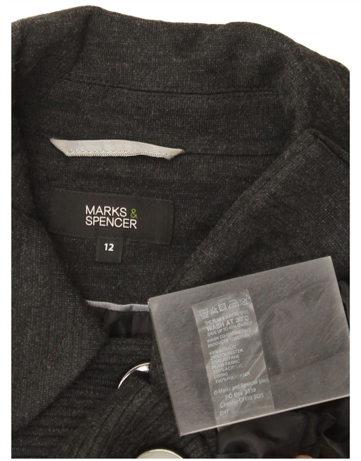 Marks & Spencer Dame 3/4-ærmet 3-knaps blazerjakke UK 12 mellemgrå