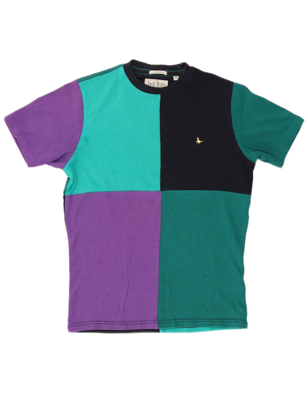 JACK WILLS Mens Classic Fit T-Shirt Top Small Multicoloured Colourblock