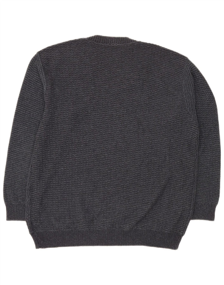 VINTAGE Herre V-hals sweater IT 50 Medium Grå Geometrisk