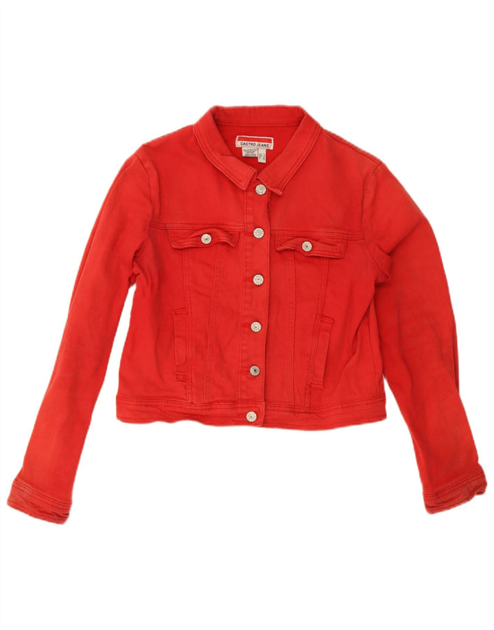 Castro Womens Crop Denim Jacket UK 10 Small Red Bomuld