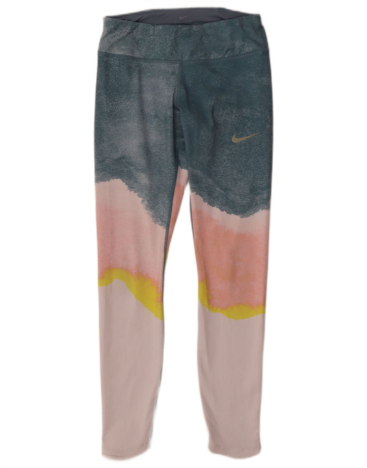 Nike Womens Dri Fit Leggings UK 6 XS Multicoloured Colourblock Polyester