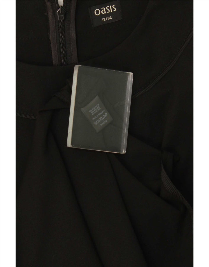 Oasis Dame Ærmeløs A-Line Kjole UK 12 Medium Sort Polyester