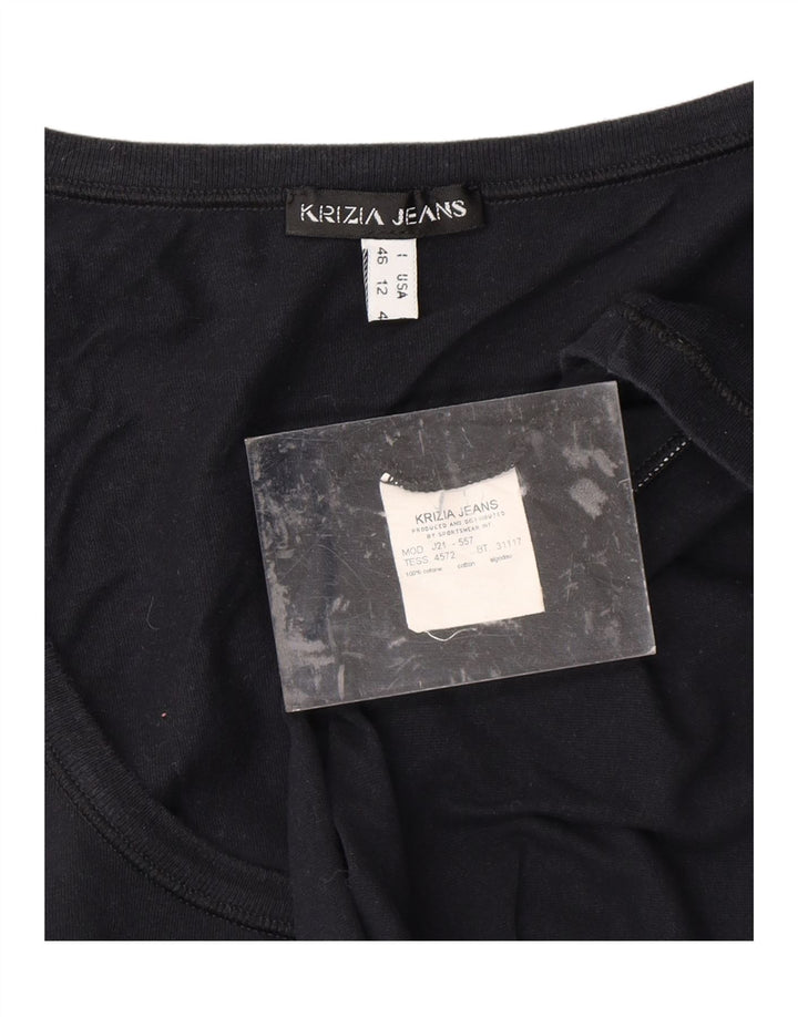 KRIZIA JEANS Grafisk T-shirt top til kvinder IT 46 Stor sort bomuld