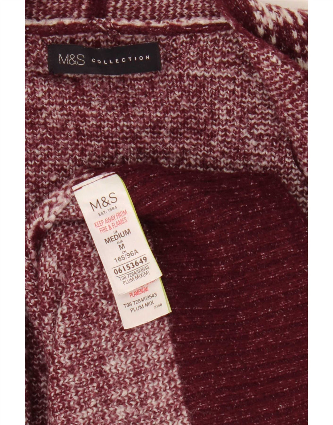 Marks & Spencer Dame Longline Cardigan Sweater UK 12 Medium Burgundy