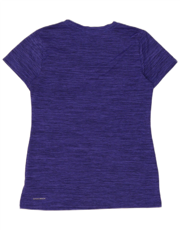 Reebok Dame Speedwick T-Shirt Top UK 10 Small Blue Flecked Polyester