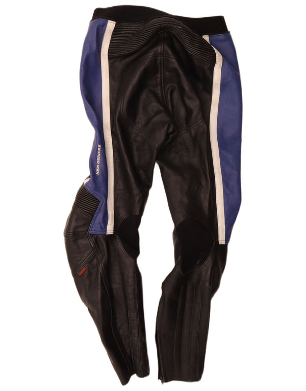 Hein Gericke Mens Leather Moto Racer Trousers W32 L29 Black Colourblock