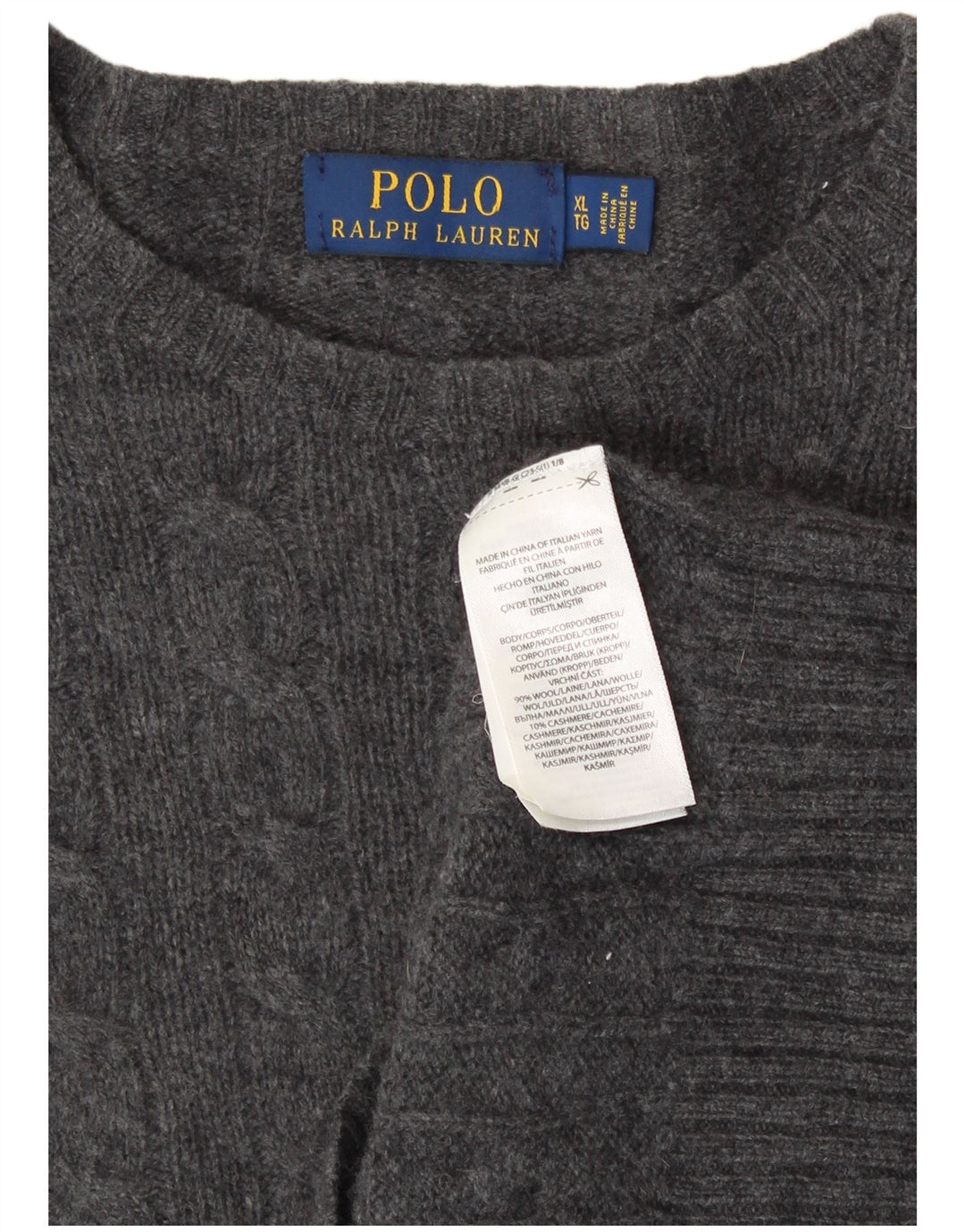 Polo Ralph Lauren Herre Crew Neck Jumper Sweater XL Grå Uld
