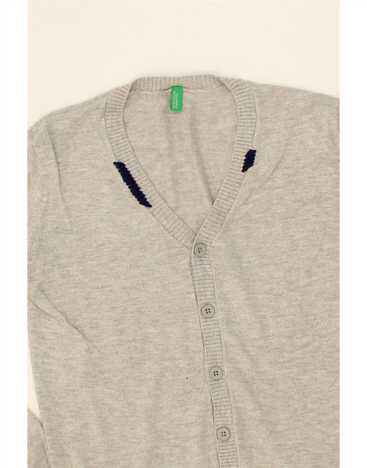 BENETTON Boys Cardigan Sweater 8-9 Years Large Grey Spotted Cotton Vintage Benetton and Second-Hand Benetton from Messina Hembry 