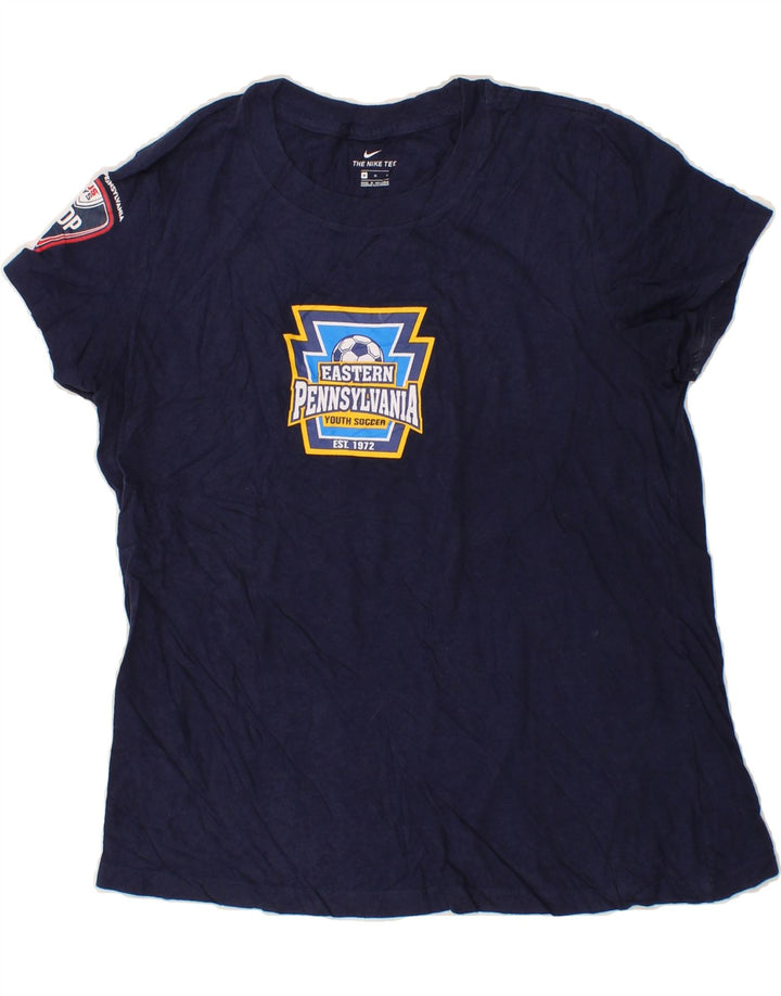 NIKE Womens Graphic T-Shirt Top UK 14 Medium Navy Blue Cotton Vintage Nike and Second-Hand Nike from Messina Hembry 