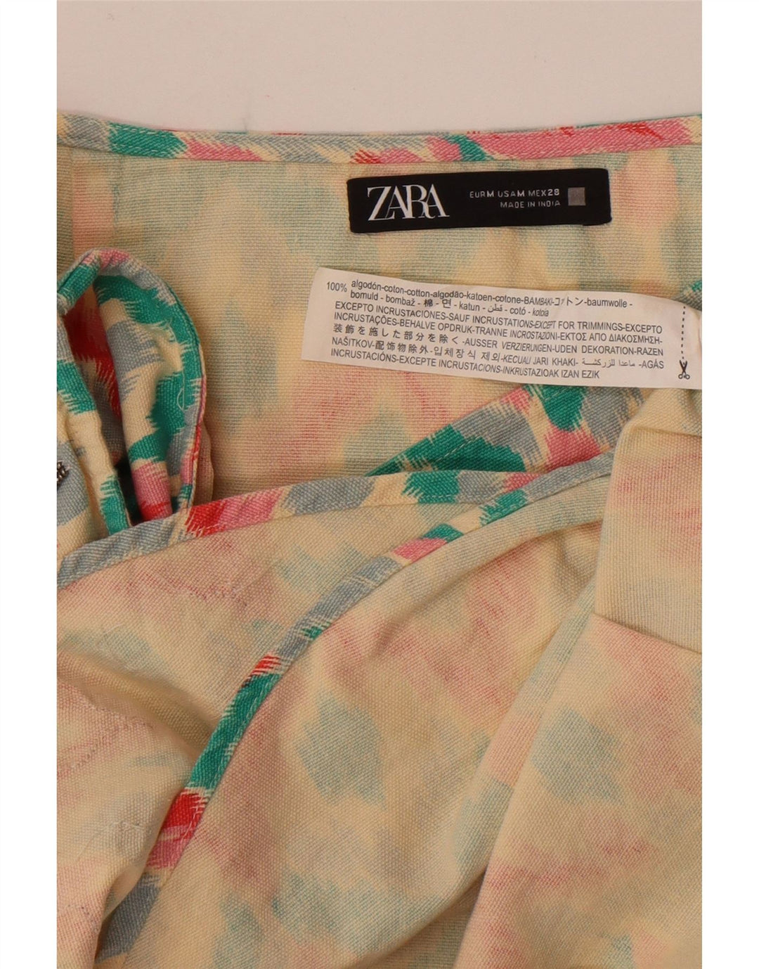 Zara Wrap-nederdel til kvinder Medium W28 Flerfarvet geometrisk bomuld