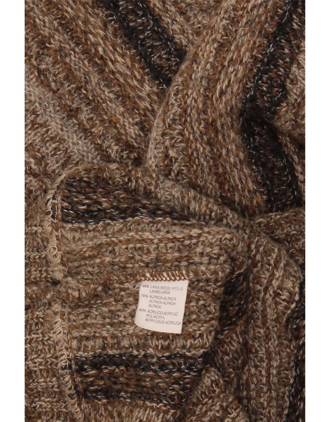 Enrico Coveri Herre sweater med rund hals, medium brun stribet uld