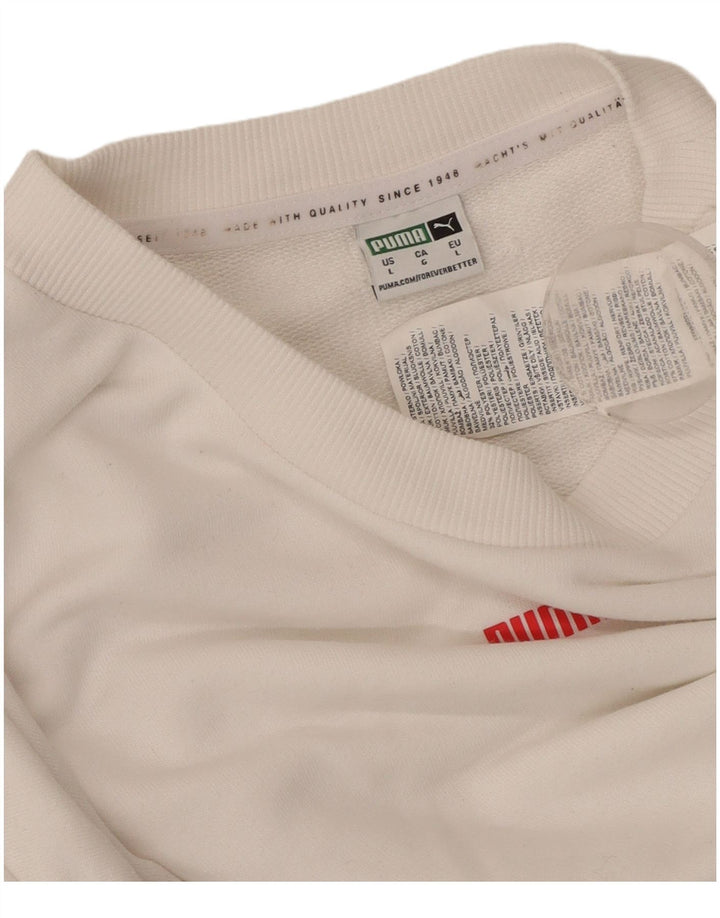 PUMA Womens Crop Sweatshirt Jumper UK 16 Stor hvid Camouflage Bomuld