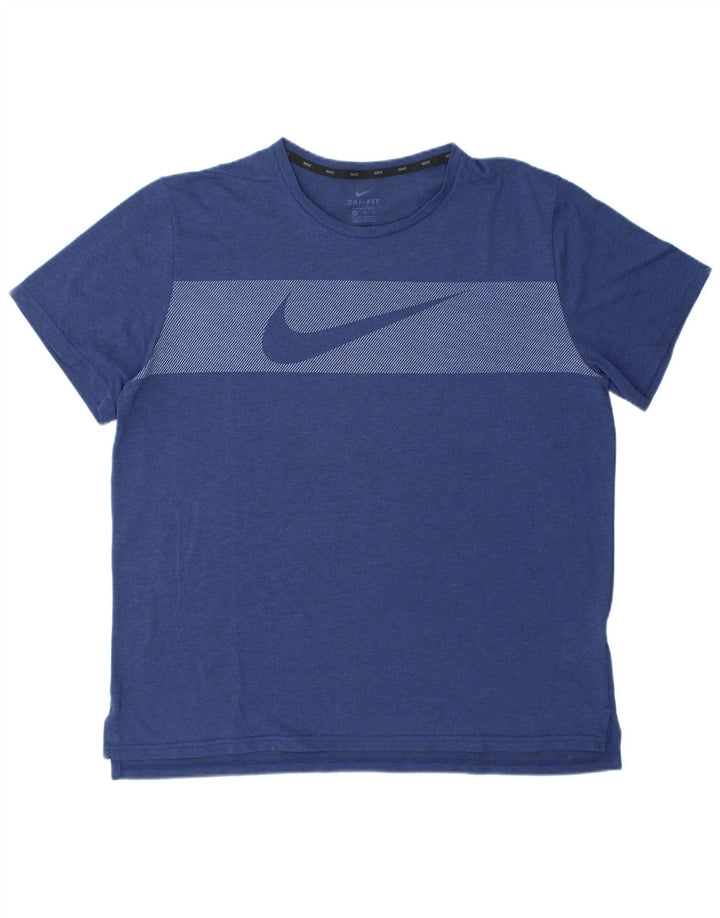 Nike herre Dri Fit grafisk T-shirt top XL marineblå polyester