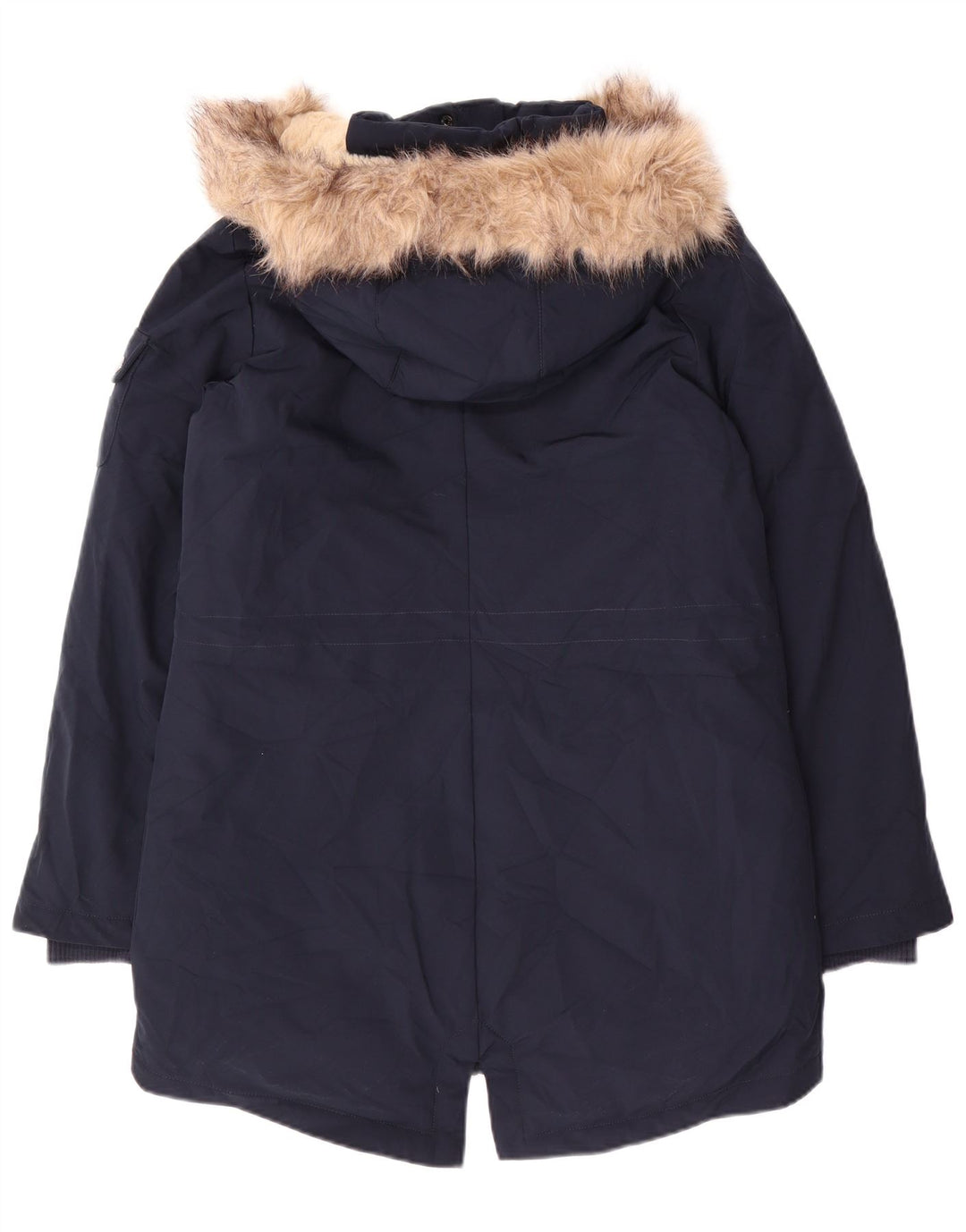 Ralph Lauren Dame Hooded Parka Jacket UK 10 Small Navy Blue Polyester