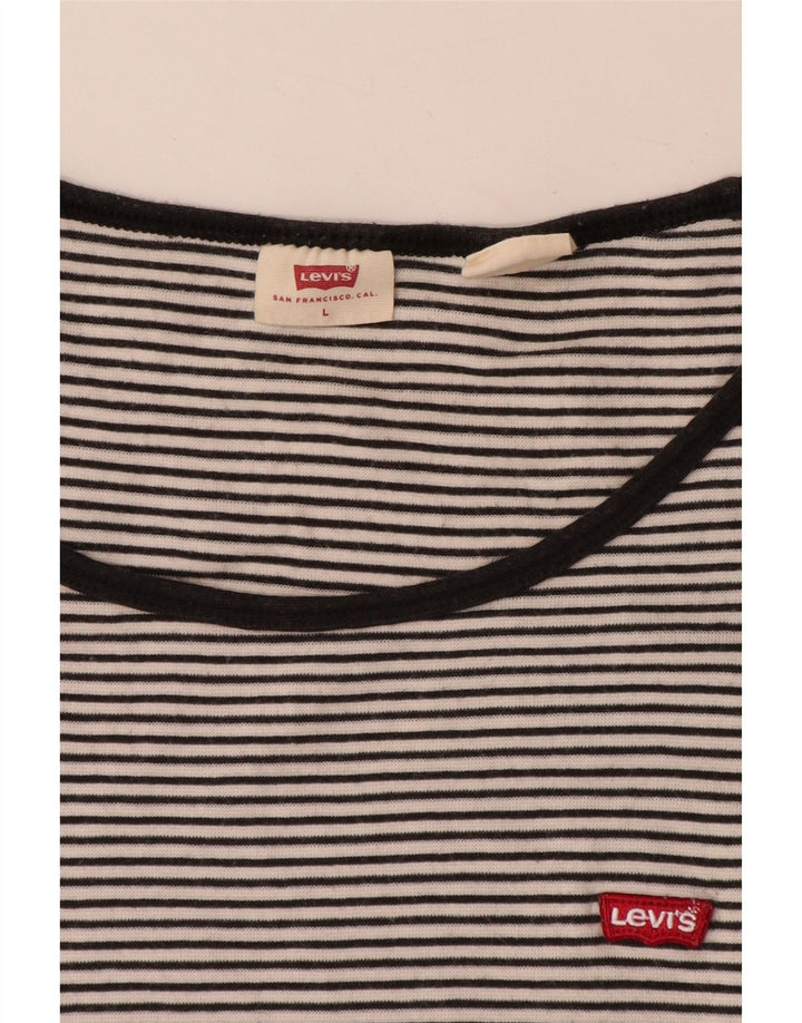 Levi's Womens Crop T-Shirt Top UK 14 Stor sort nålestribe