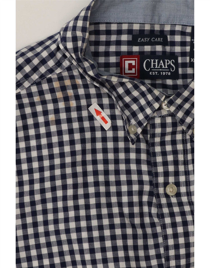 Chaps Herre Easy Care Shirt XL Navy Blue Gingham Cotton