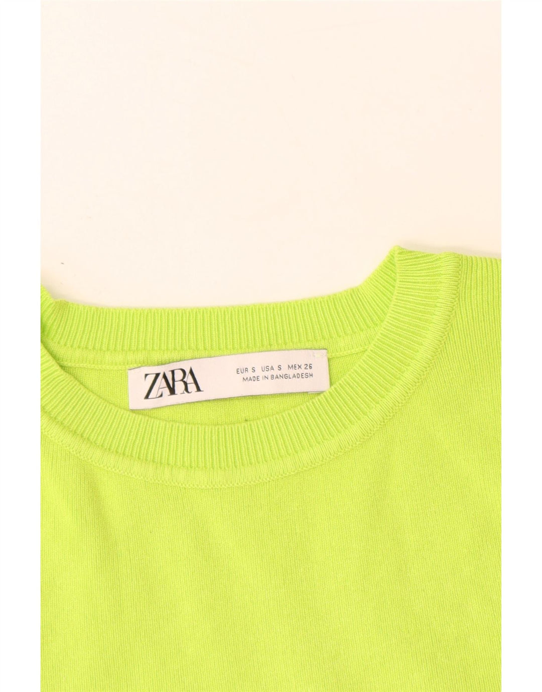 ZARA Womens Crop Kortærmet Boat Neck Jumper Sweater UK 8 Small Green