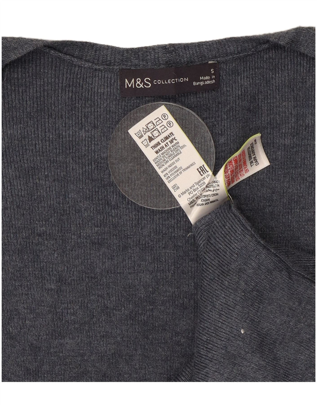 Marks & Spencer Dame Longline Åben Cardigan Sweater UK 10 Small Grey