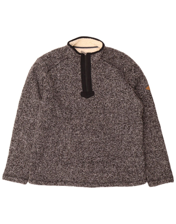 ORVIS Herre lynlåshals Sherpa Sweatshirt Jumper Medium Grey Flecked Polyester