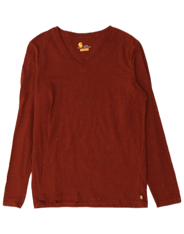 Carhartt Womens Relaxed Fit Top Langærmet US 12/14 Large Brown Flecked