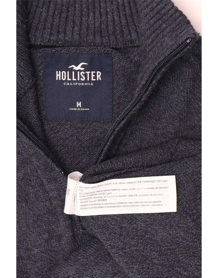 Hollister Herre Zip Neck Jumper Sweater Medium Navy Blue Bomuld