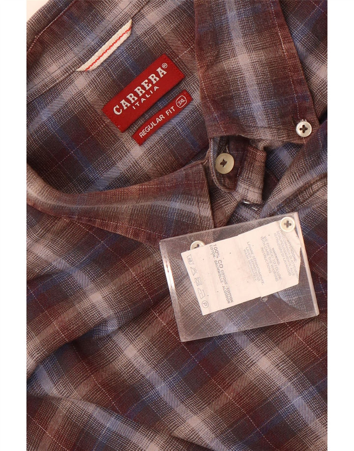 Carrera Herre Regular Fit Flanellskjorte 3XL brun ternet bomuld