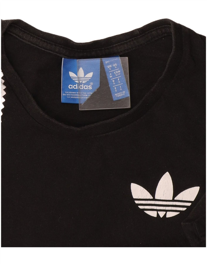 Adidas Dame T-Shirt Top UK 10 Lille Sort Stribet