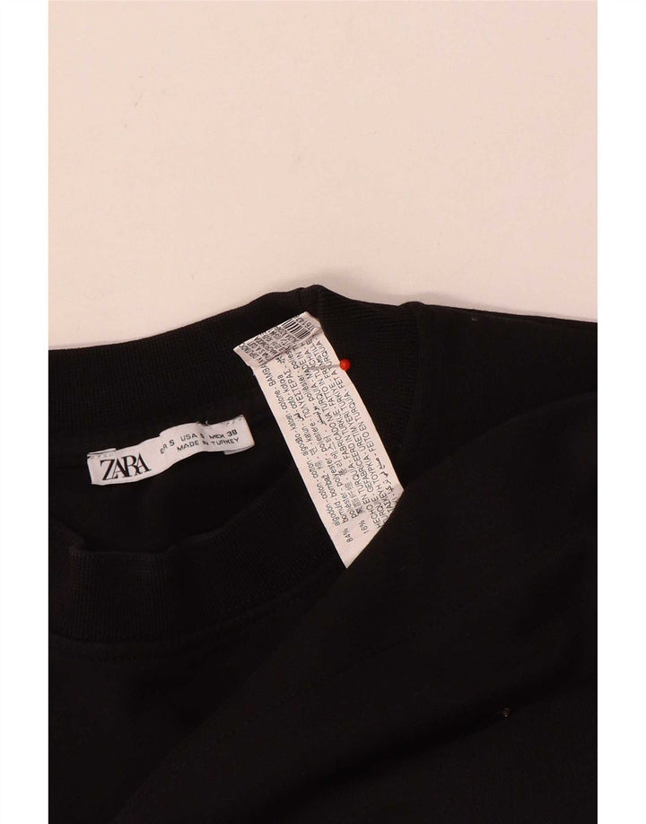 Zara Herre T-Shirt Top Lille Sort Bomuld
